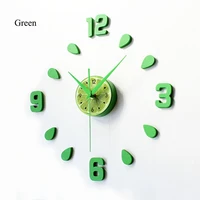 2018 new lemon green design sticker eva 60cm wall clock colour big large decorative 3d diy wall clock for kitchen children room