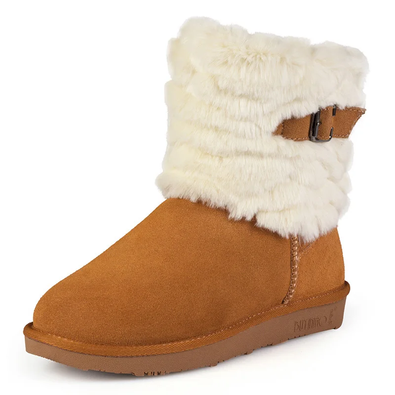 2015 новое поступление натуральной кожи снегоступы зимние ботинки овчины