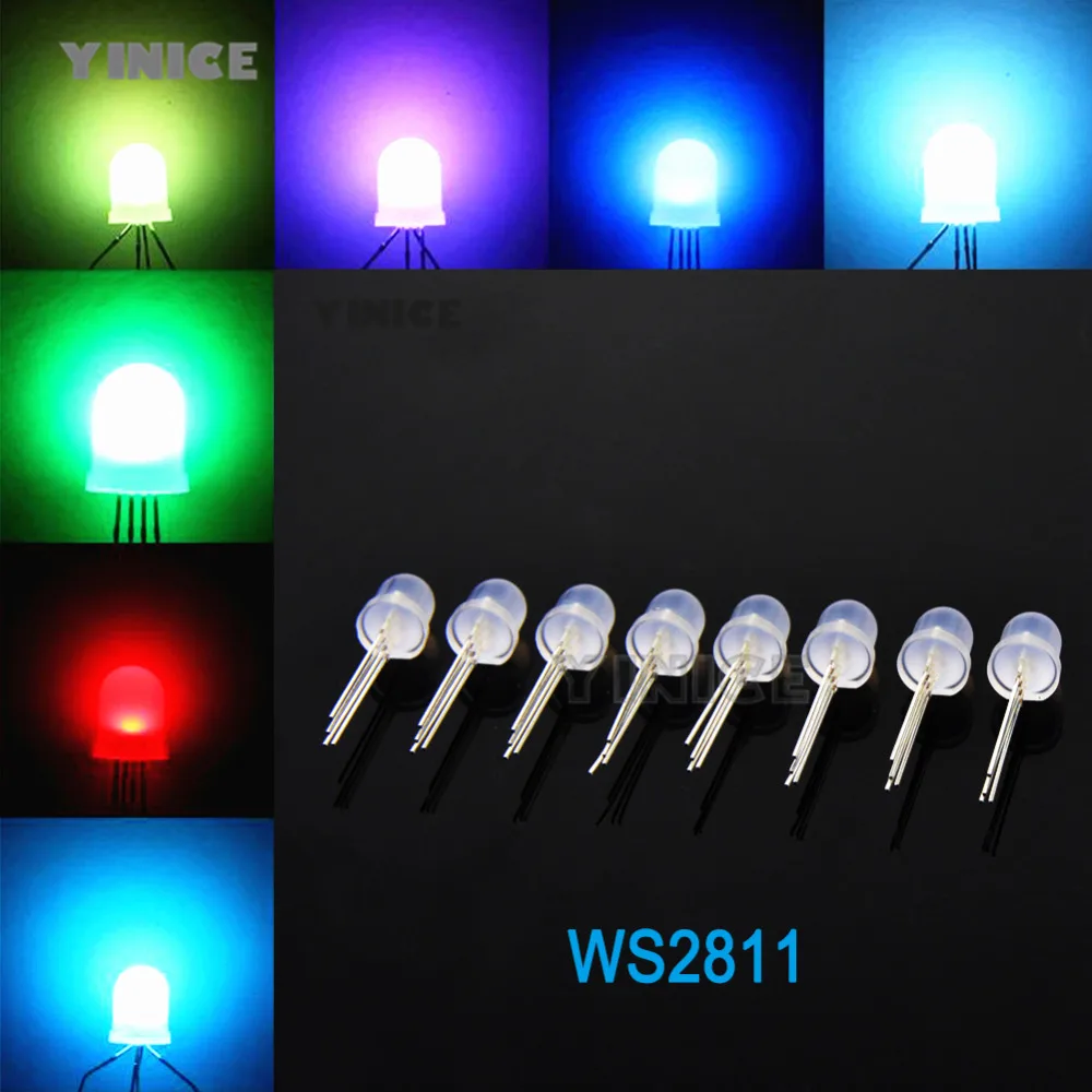 Светодиодный RGB чипы DC5V рассеянная круглая шляпа с чипсетом WS2811 PL9823 APA106 внутри F5 5