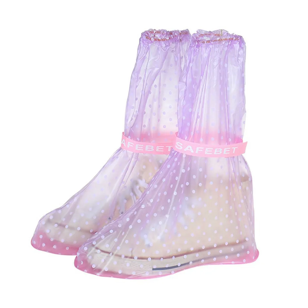 1Pair Unisex Durable PVC Rain Shoe Covers High-Top Anti-Slip Rain Shoes Cases Adult Flattie Spot Waterproof Protector Boot Cover