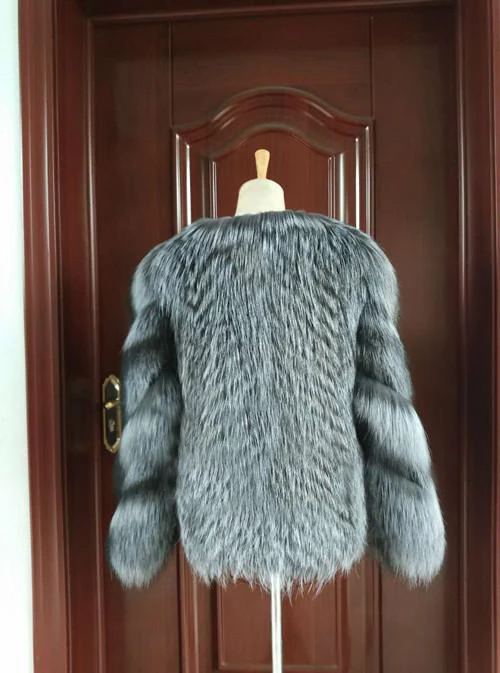 Женская Шуба OFTBUY теплая уличная куртка из натурального меха серебристой лисы