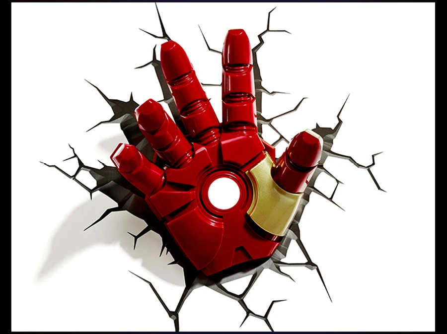 Творческий Marvel Железный человек Форма 3D Настенный светильник мстители альянс Светодиодные ночники для детской комнаты украсить детям подарки