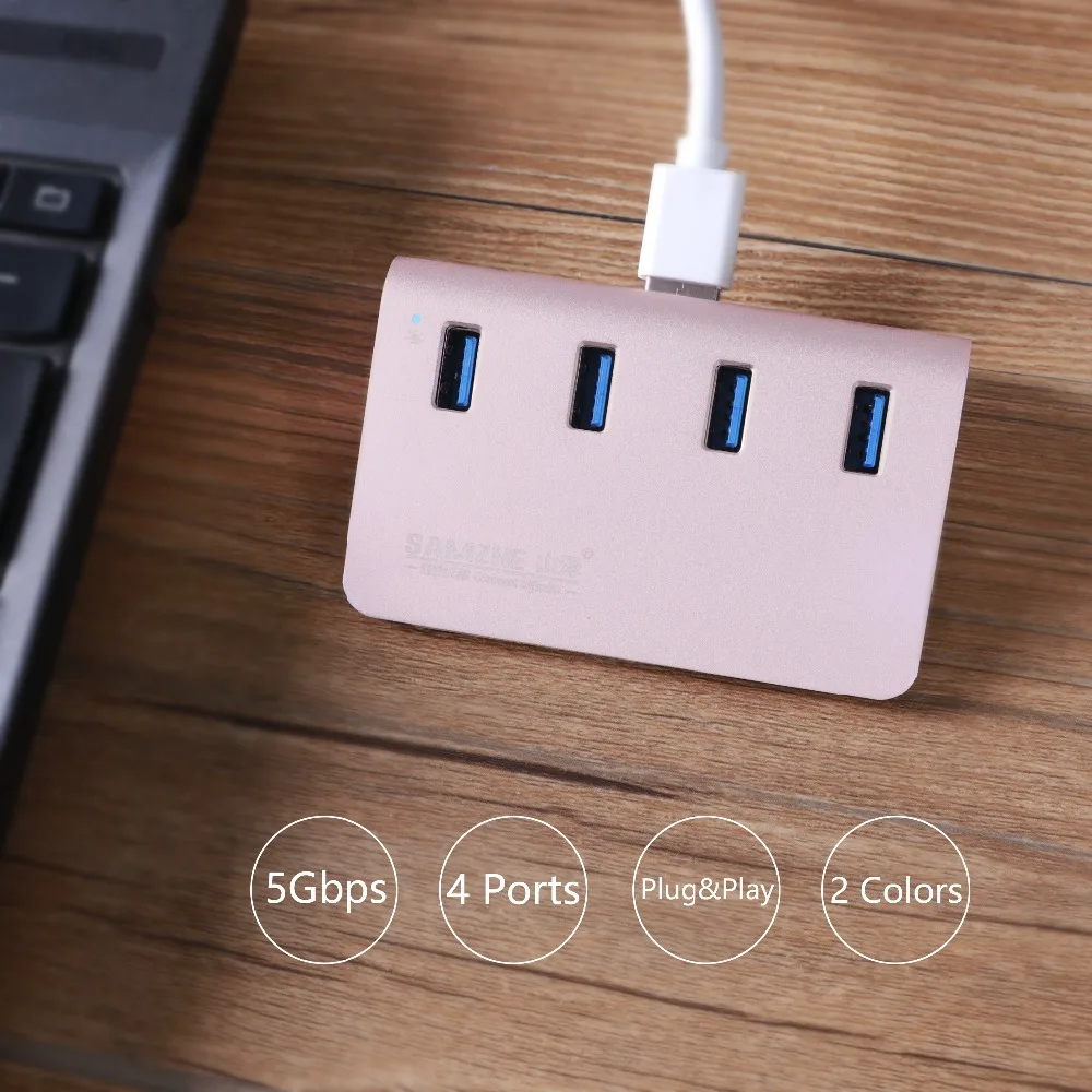SAMZHE USB 3.0 Hub 4 Порта Расширения Рабочего Стола Разветвитель Алюминиевый Adpater Для