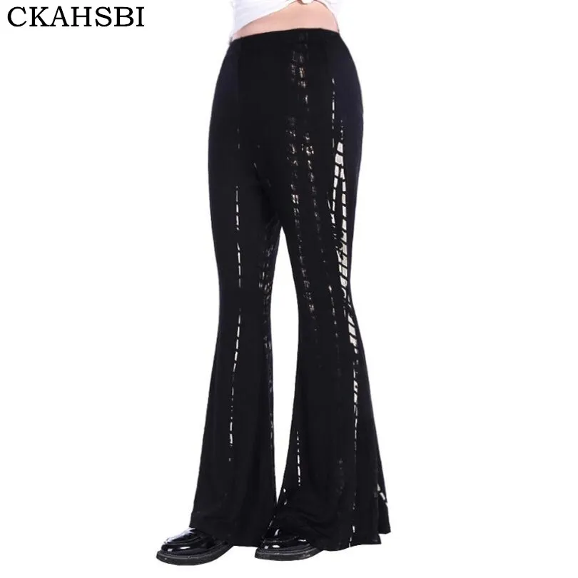 

CKAHSBI Wide Leg Pants Ladies Loose Trousers New Women Long Flared Summer Layers Hot Solid Yoga Pants Black Plus Size Trousers