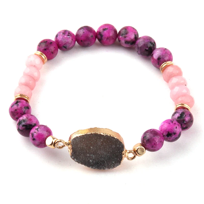 MOODPC модные ювелирные изделия браслеты красивые 8 мм Камни Друза Шарм Браслет |