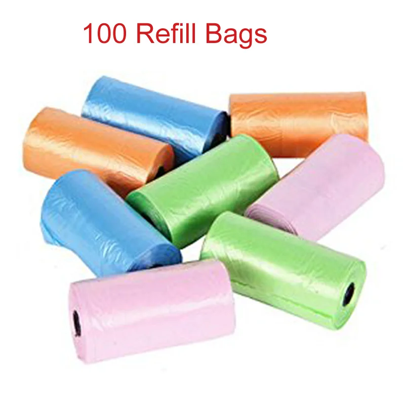 100 шт. пеленки мешок для мусора Портативный Пластик диспенсер 5 рулон мешки Цвет