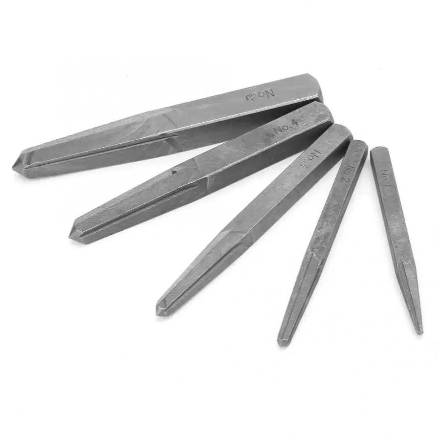 5pcs Screw Extractor Broken Damaged Bolt Easy Out Removal Tool Square Type Carbon Steel for Studs Bolts Household Electrician |