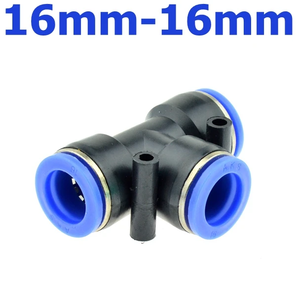 16mm-16mm 3 способа Т-образный Тройник Пневматический 10 мм 8 мм 12 мм 6 мм 4 мм 16 мм OD шланг трубка нажимной воздушный газовый фитинг Быстрый Фитинги соединитель адаптеры - Цвет: 16mm-16mm