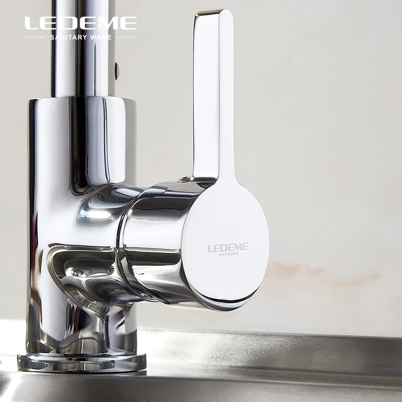 LEDEME желтый смеситель для кухонной раковины латунный резиновый поворотный