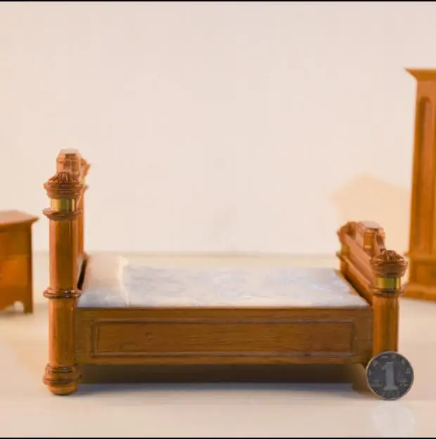 

A01-X002 children baby gift Toy 1:12 Dollhouse mini Furniture Miniature rement wooden retro style bed 1pcs