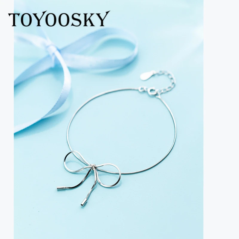 Женский браслет с бантом бабочкой из серебра 925 пробы|Гибкие и жесткие браслеты| |