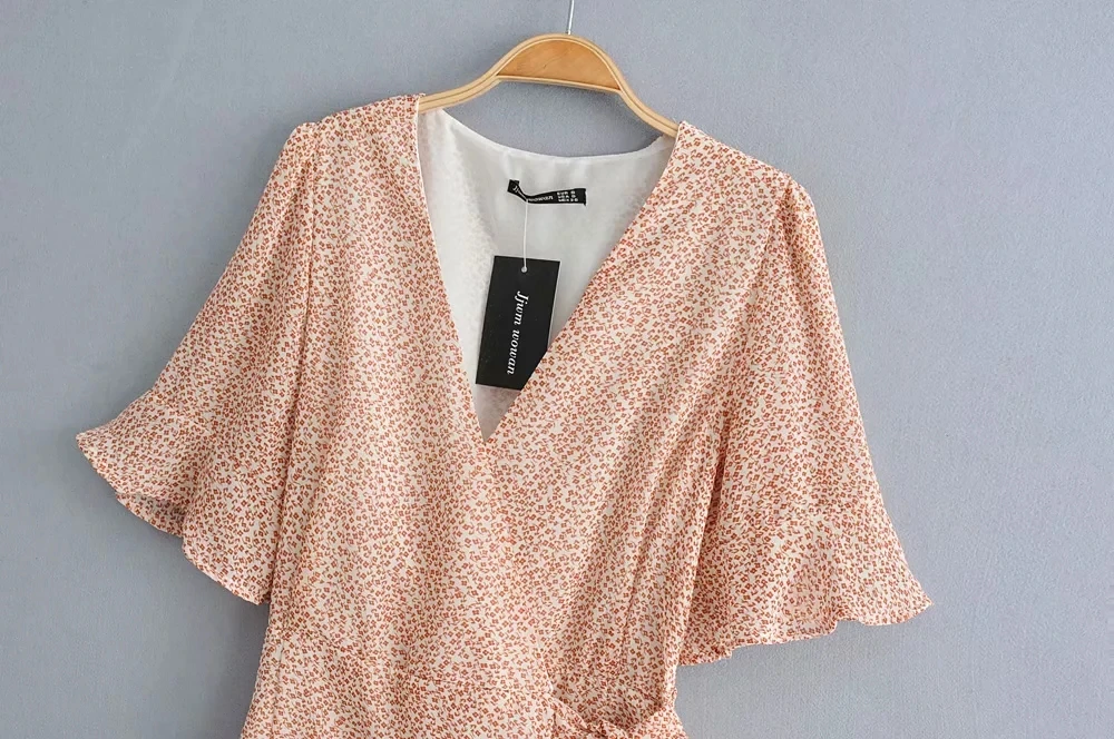 Женское платье с коротким рукавом винтажное пляжное мини-платье цветочным