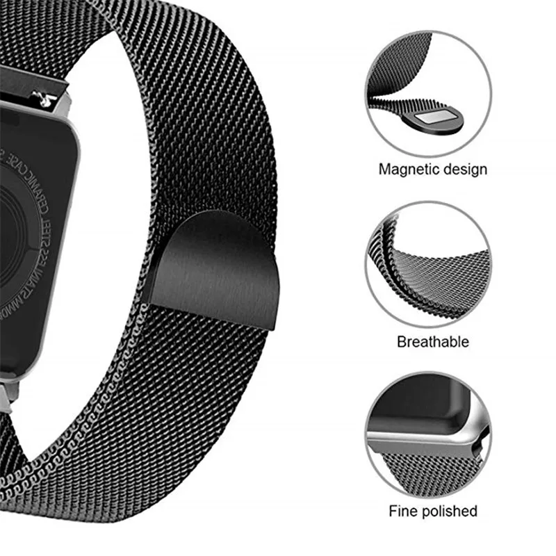 Milanese Loop strap For Apple Watch series 4 3 2 1 Stainless Steel band Magnetic belt Bracelet for iwatch 38mm 40mm 42 mm 44mm | Наручные