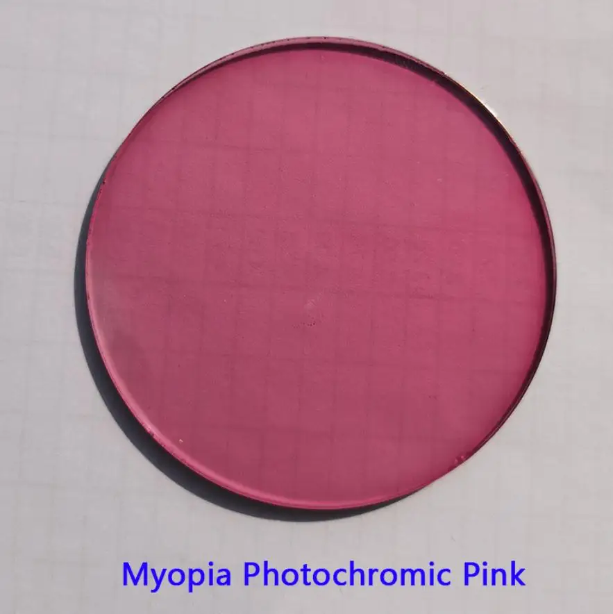 Myopia Pink 1,56 фотохромные розовые/синие солнцезащитные очки линзы с одним видением линзы 0~-6,0 Близорукость Оптические линзы по рецепту для очков UV400 - Цвет линз: Myopia Pink