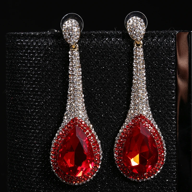 THRWELL дворец ретро Полный бурения Стразы в форме капель женские серьги красивые