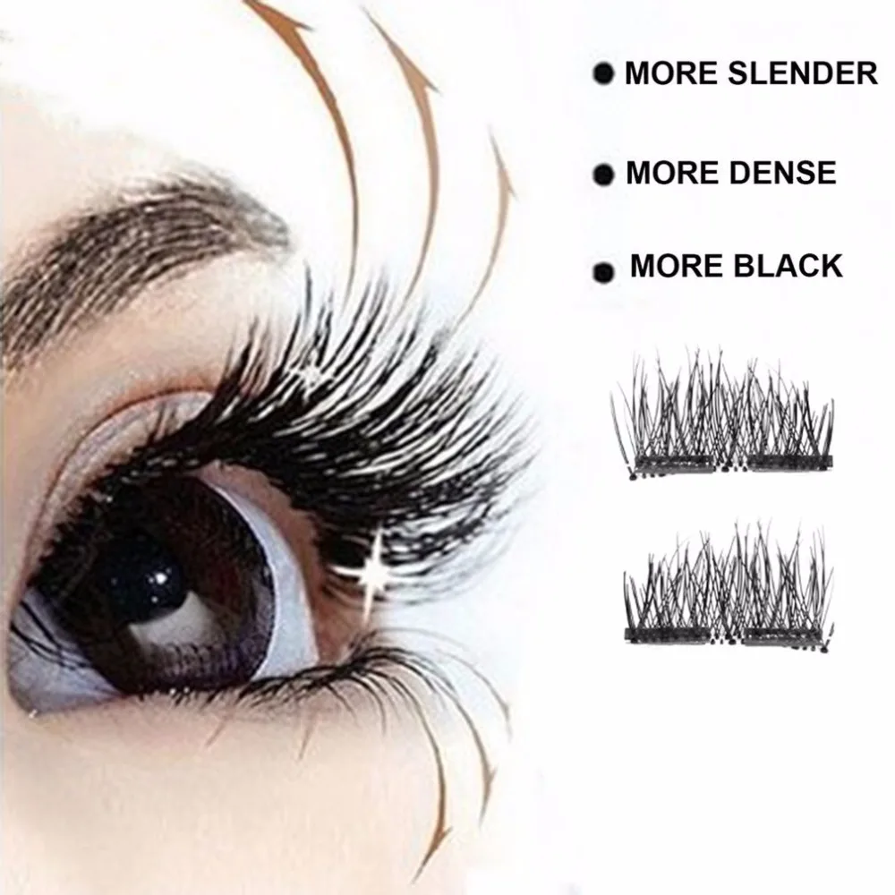 2 пар/лот без клея 3D Магнитный ненастоящий ресницы ручной работы натуральные