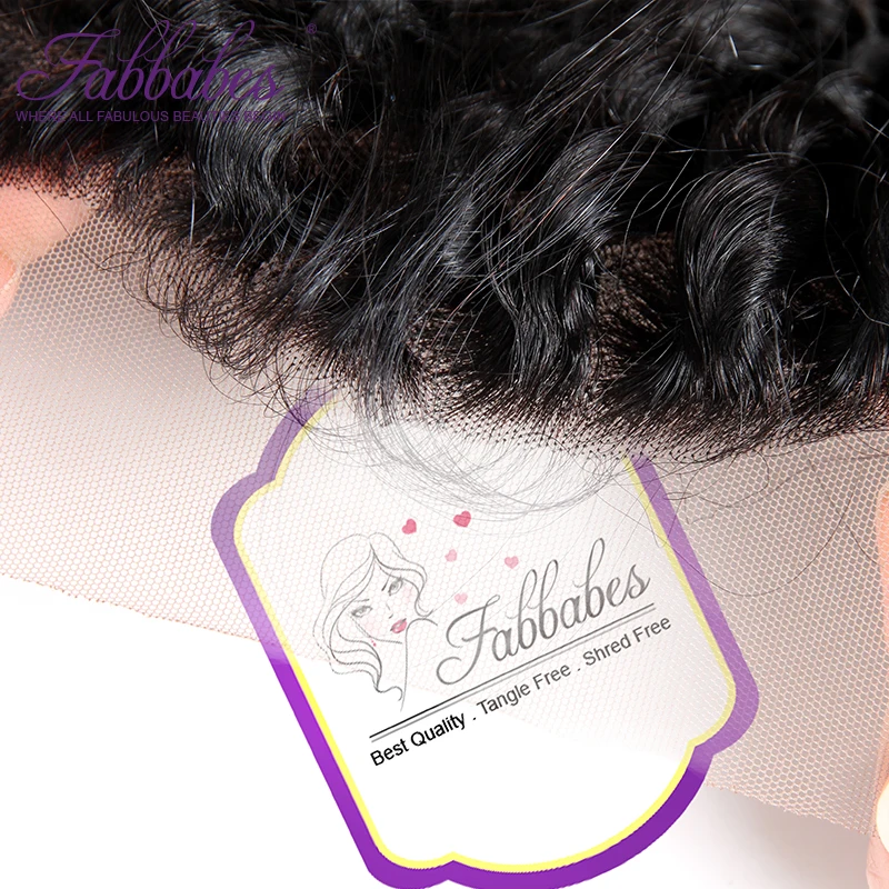 Fabbabes Peruvia глубокая волна 13*4 Кружева Фронтальная уха до Бесплатная/закрытие