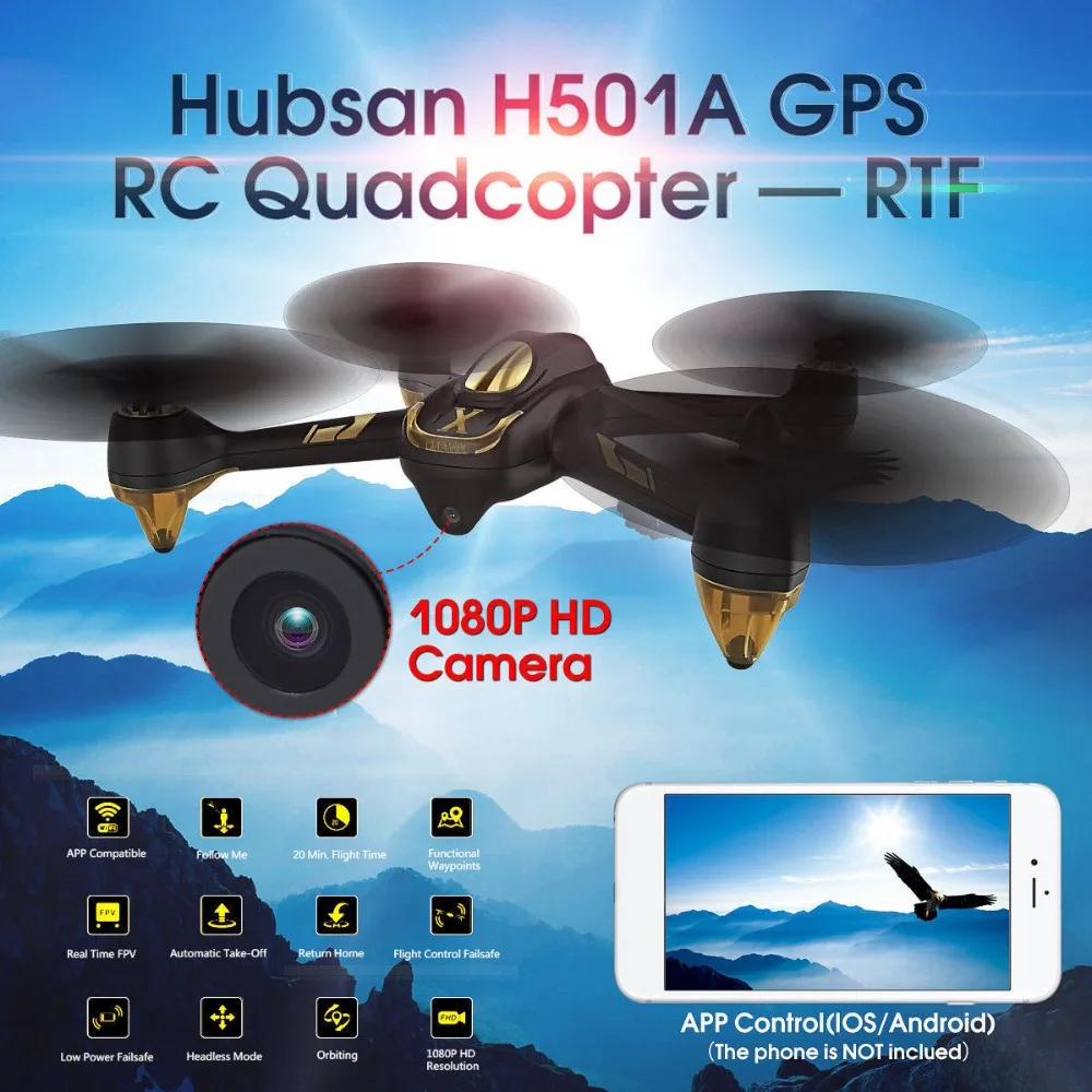 Hubsan H501A X4 wifi бесщеточный FPV приложение совместимый RC Безголовый Квадрокоптер Дрон