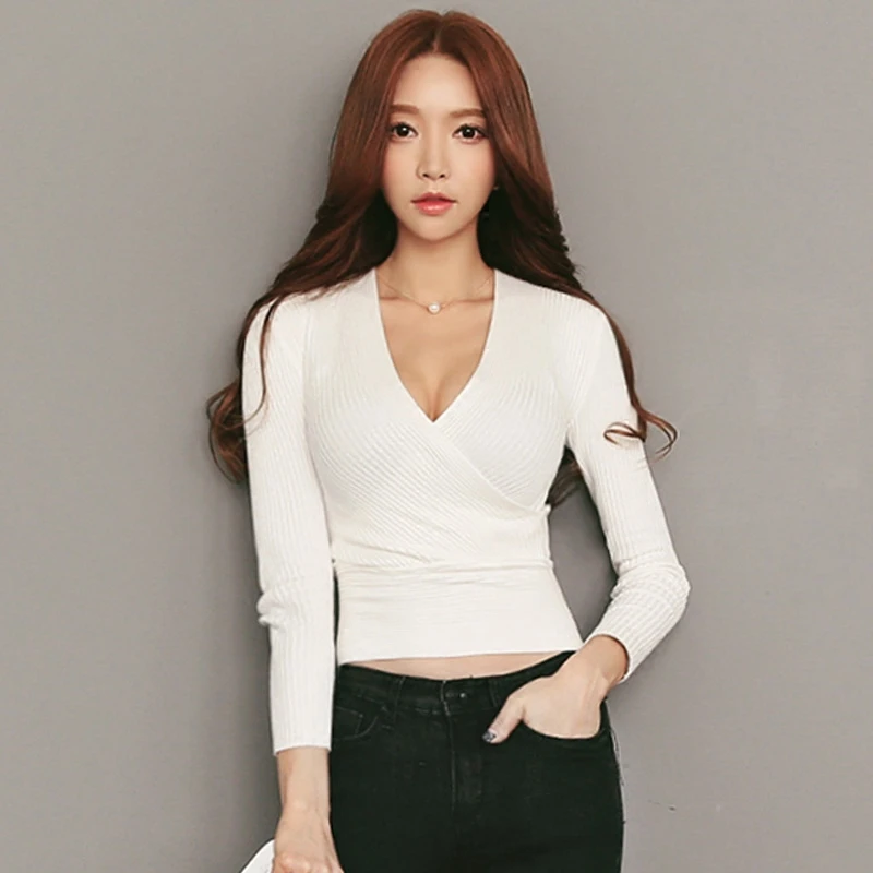 Осень Новые Элегантные пикантные тонкий плотный эластичный основные вязать