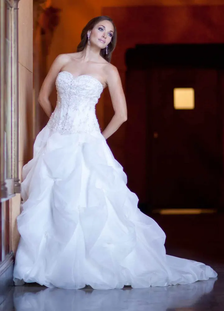 Luxury Sweetheart Beaded Organza Ruffle bridal Dresses New Fashion 2014 Women Bridal Gowns With Long Train | Свадьбы и торжества