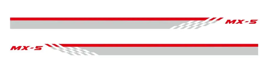 Silver-red Для Mazda MX-5, гоночные решетки, графическая боковая юбка в полоску, автомобильный Стайлинг, декор двери, наклейка, авто тело, индивидуальная виниловая наклейка - Название цвета: Silver-red