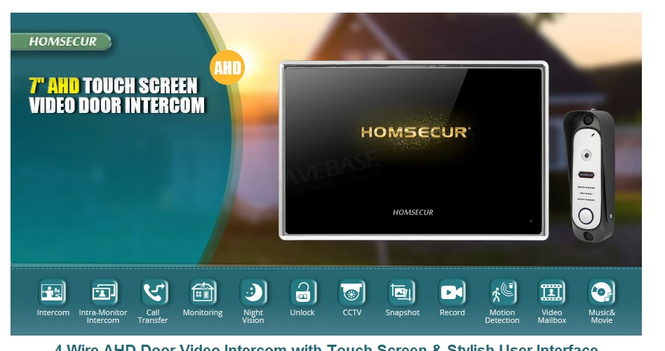 HOMSECUR " Видео Домофон сенсорный экран запись Snapshot IP65 1.3MP Обнаружение движения ИК Ночное Видение 45 угол крепления