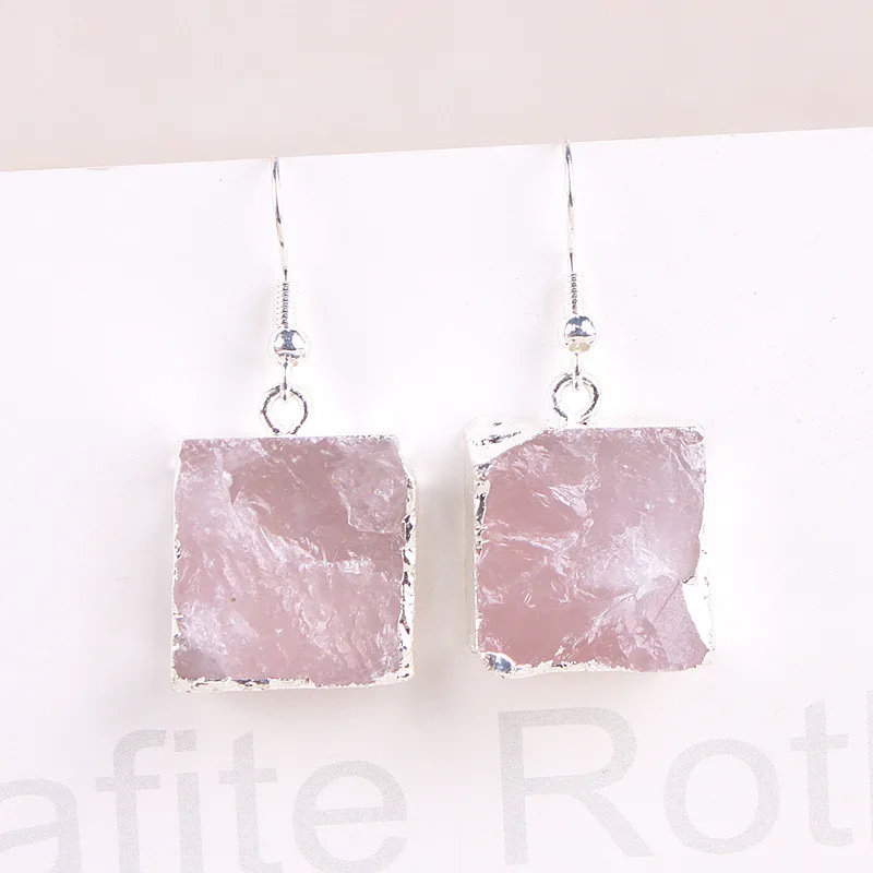 

1Pair Natural Stone Druzy Earings For Women Jewelry Handmade Drop Dangle Earing Eardrop Long Earrings