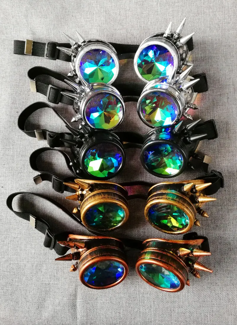 Очки для калейдоскопа, мужские, женские, Oculos, стимпанк, солнцезащитные очки, круглые, Rave, косплей, клипсы, очки, вечерние, готические