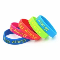 1pc medical alert egg allergy silicone wristband kids size blue green red pink armband little kids braceetsbangles gifts sh204