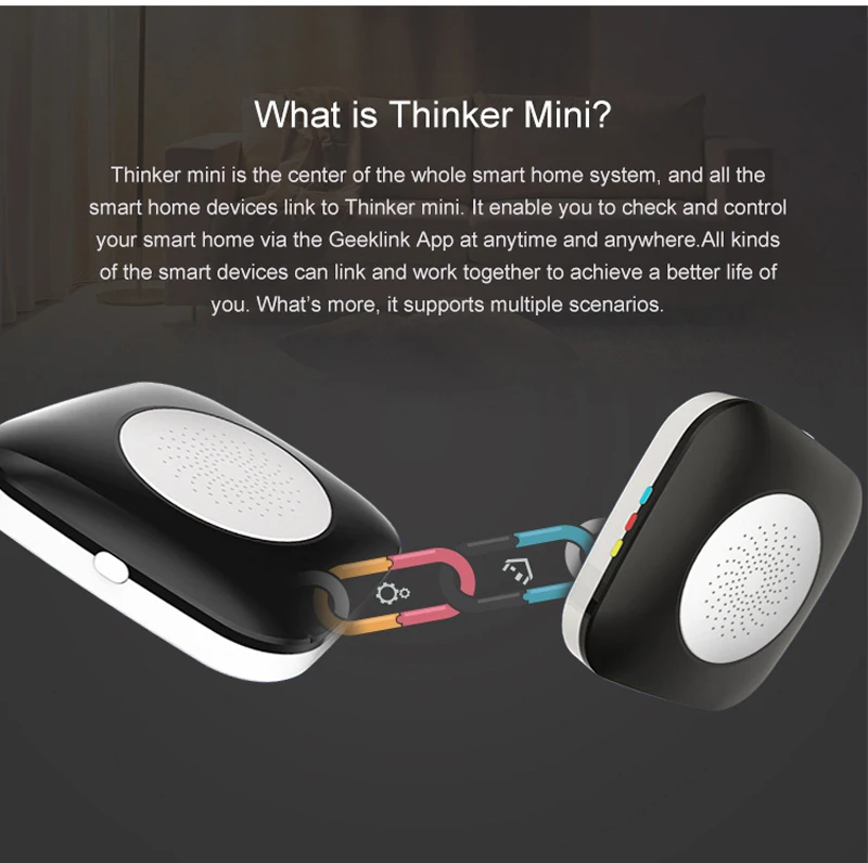 Geeklink Mini Thinker умный дом универсальный пульт дистанционного управления, wifi+ IR+ RF центр управления совместим с Alexa для умного дома