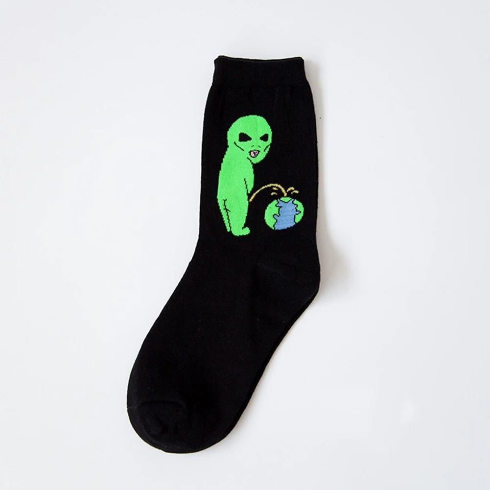 Носки Alien Pee с принтом для мужчин и женщин Повседневные Удобные Хлопковые Смешные