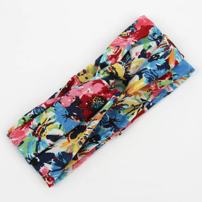 Женский винтажный головной убор с цветочным принтом широкая эластичная резинка