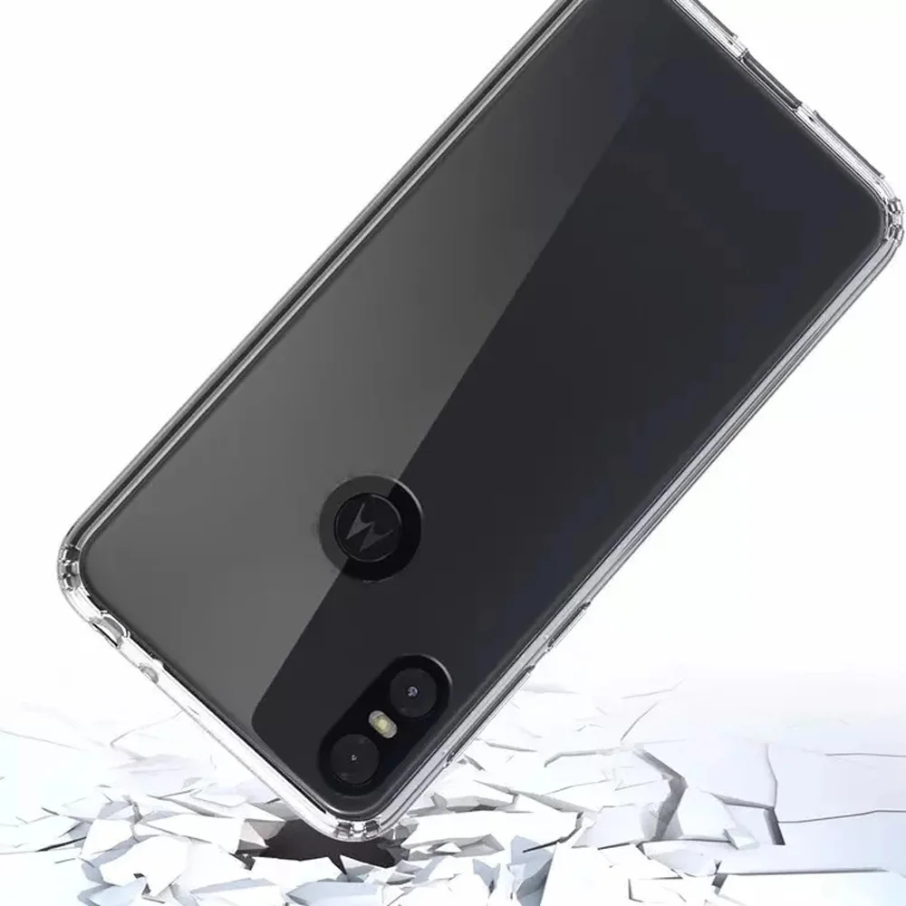 Slim Thin Hard Transparent Clear Case Soft TPU Edge &amp Acrylic Back Anti Scratch Shockproof Cover For Motorola One / P30 Play |