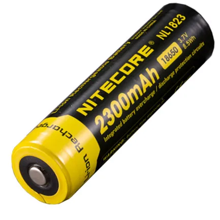 2 шт. NITECORE 18650 2300mAh NL1823 литий-ионная аккумуляторная батарея 3,7 V 8.5Wh защищенная батарея Кнопка сверху для фонарика - Цвет: black and yellow