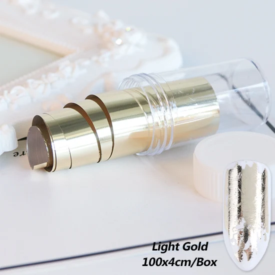 Light Gold Голографическая Лазерная золотой серебряный ноготь, матовая пленка для ногтей, наклейки, дизайнерские украшения, аксессуары для маникюра TR1001 - Цвет: Light Gold