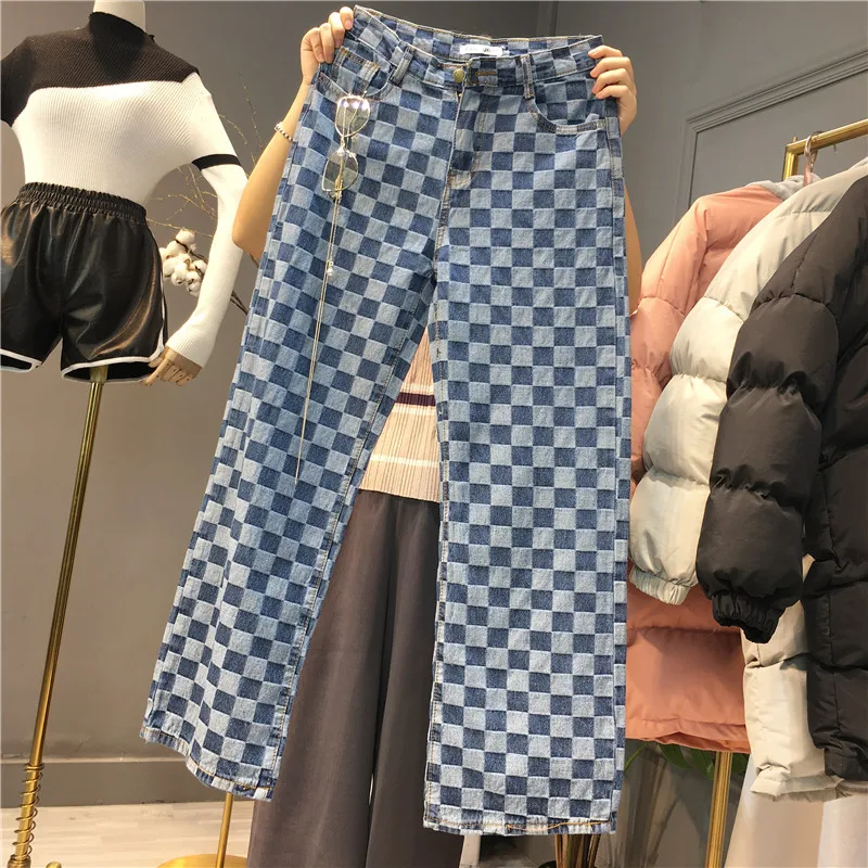 Женские шаровары в стиле хип хоп широкие брюки с высокой талией синюю