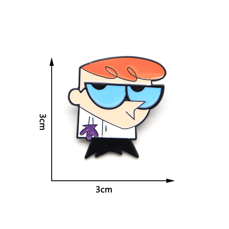 Мультфильм аниме мальчик Броши Dexter's Laboratory эмалированная булавка для мальчиков девочек нагрудная булавка шляпа/булавки "Сумка" джинсовая куртка Женская Брошь Q757