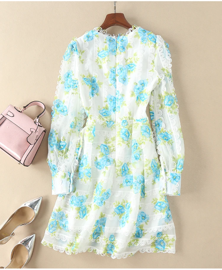 Pinkoz Designer Runway Deep V neck Mini Dress High Quality Lady Elegant Party Dresses Celebrity Button Floral Print Drese | Женская