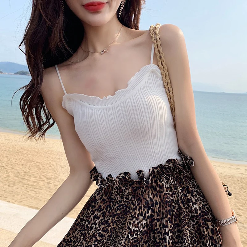 Однотонная майка Бежевый свитер для фитнеса камзол сексуальная Трикотажная топы