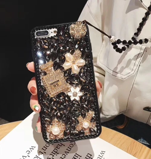 Casyva luxurious Flower Diamond Phone Case for honor Y5 Y6 Y7 Y9 PRO 2019 2018 2017 hard Back Cover |