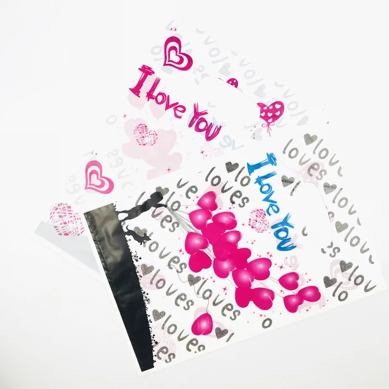 50 шт 20х30см черный I LOVE YOU в форме красного сердца Портативный пластиковый пакет