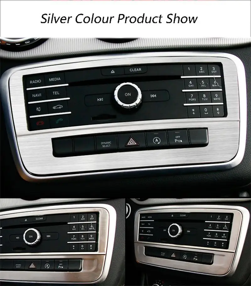Silver Автомобильный Стайлинг из нержавеющей стали управление кондиционер CD панель декоративная накладка для Mercedes Benz GLA CLA класс 200 220 - Название цвета: Silver