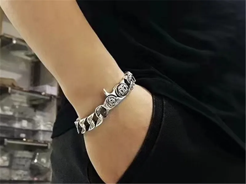 Массивный браслет из серебра 925 пробы для мужчин 100% Настоящее серебро массивный