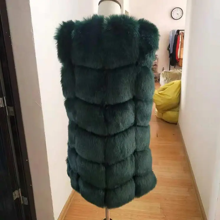 Осенняя модная новинка женский жилет из искусственного лисьего меха пальто