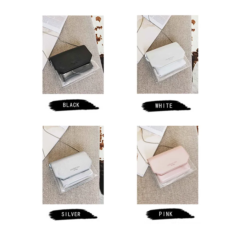Fashion Women Small Transparent Messenger Bag Clear PVC Composite Lady Chain Crossbody Bags Hot Sale Mini Shoulder Purse | Багаж и сумки