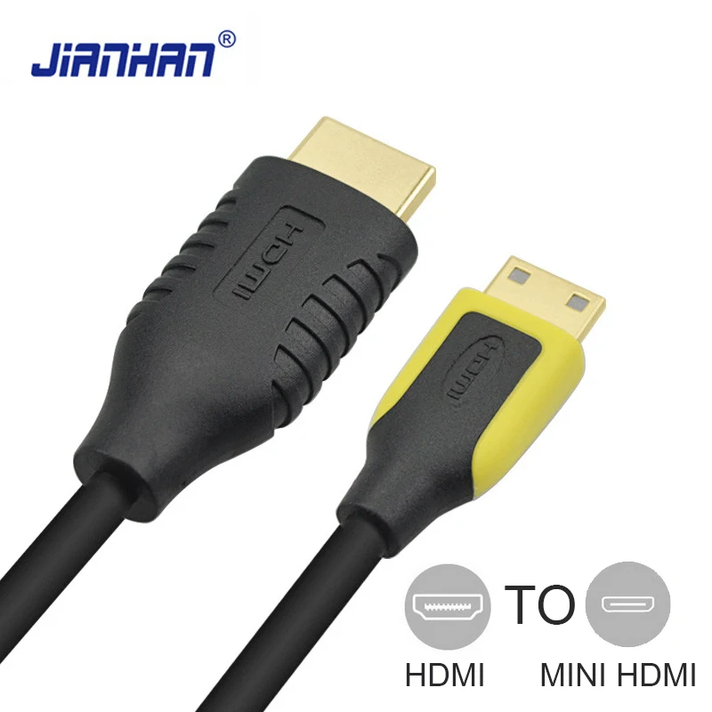 JIANHAN Высокоскоростной HDMI к мини штекер кабель 1080p 3D 1 4 версия для планшетов DVD