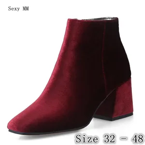 Сезон весна-осень; Женские ботильоны на высоких каблуках; Женские полусапожки Обувь на высоких каблуках небольшого размера плюс Размеры: 32, 33,-40, 41, 42, 43, 44, 45, 46, 47, 48 (Европа)