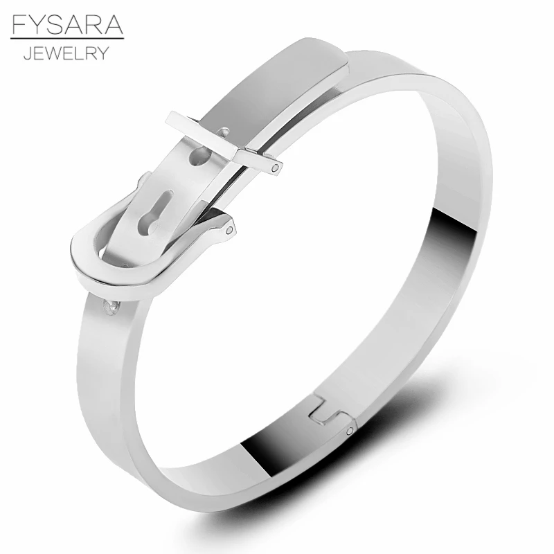 FYSARA браслеты из нержавеющей стали с пряжкой на запястье браслеты для пояса модные браслеты для женщин и мужчин пара манжеты любовника браслеты панк ювелирные изделия