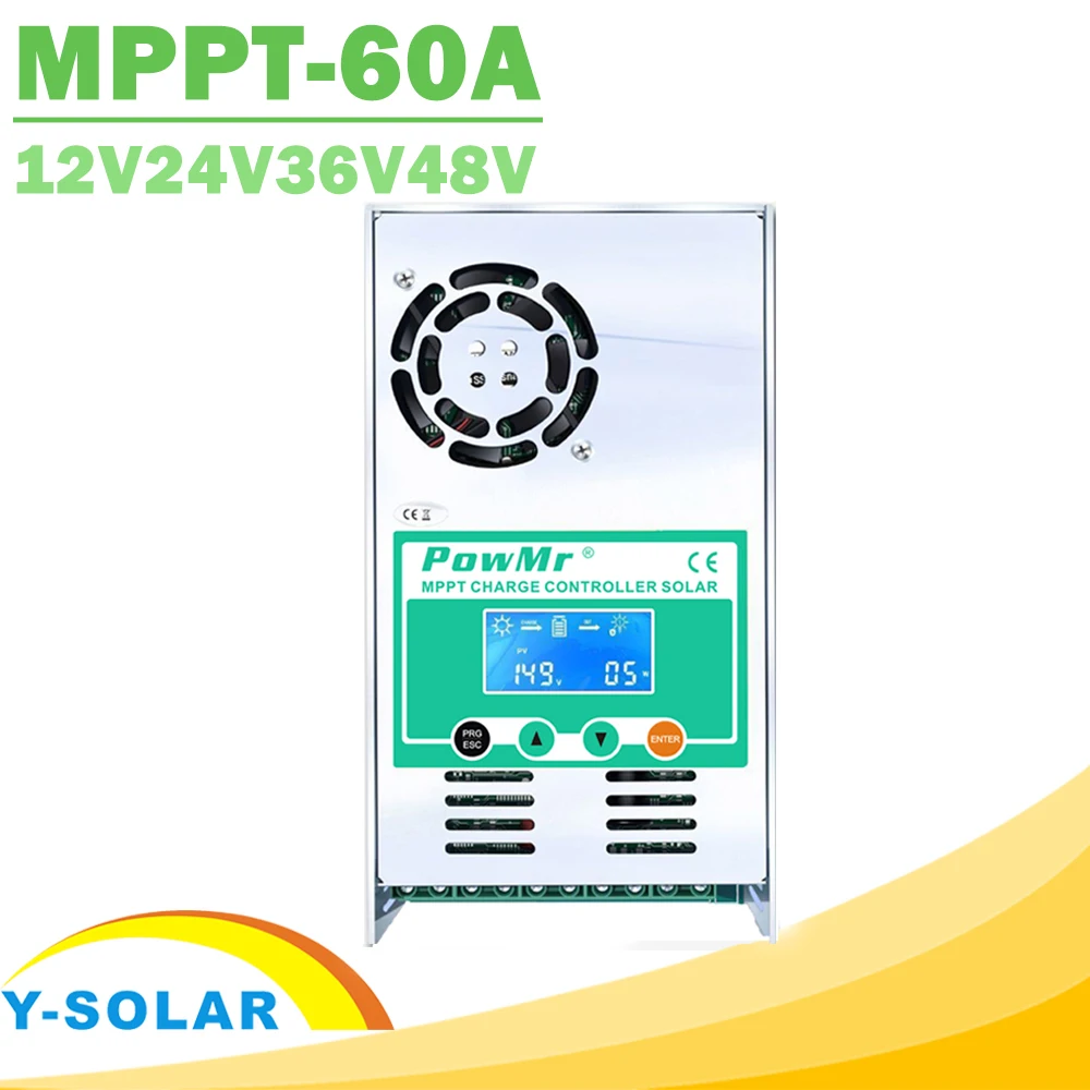 PowMr MPPT 60A ЖК-дисплей Контроллер заряда 12 В 24 в 36 в 48 в авто солнечная панель регулятор заряда батареи для Max190VDC вход
