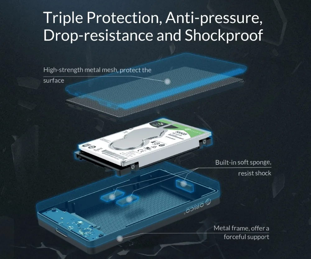 Чехол ORICO для жесткого диска 2,5 дюйма SATA для адаптера SSD типа C для samsung Seagate SSD 2 ТБ 4 ТБ коробка для жесткого диска внешний корпус для жесткого диска